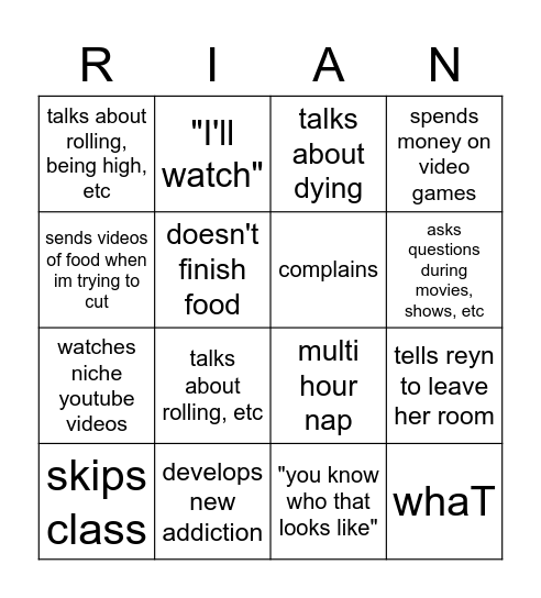 ria bingo Card