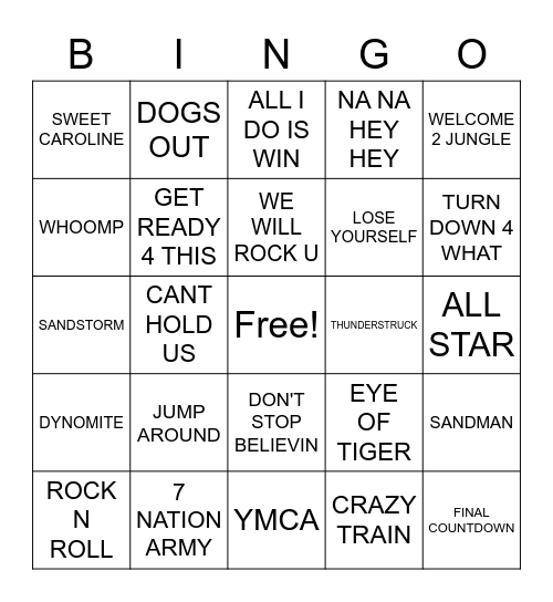 STADIUM HITS Bingo Card