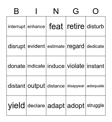 day 4 Bingo Card