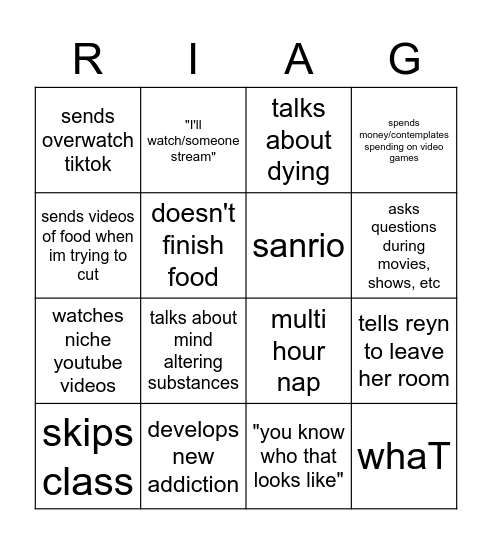 ria bingo Card