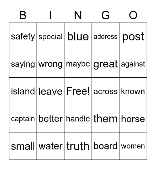 Medium 1 Bingo Card