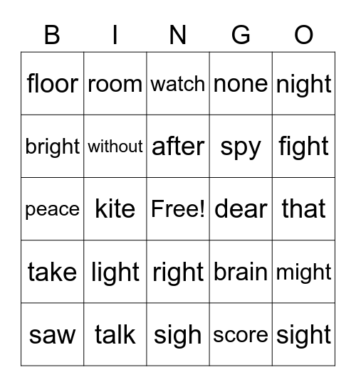 -igh Mix Bingo Card