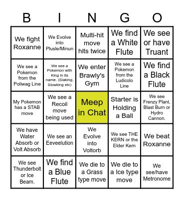 Mareep Monday Bingo Card