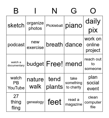 April Bingo Card