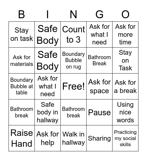 Jade's Bingo Card