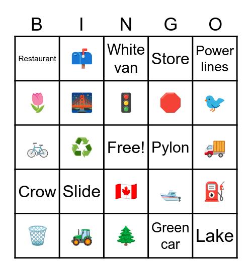 CAR BINGO Card