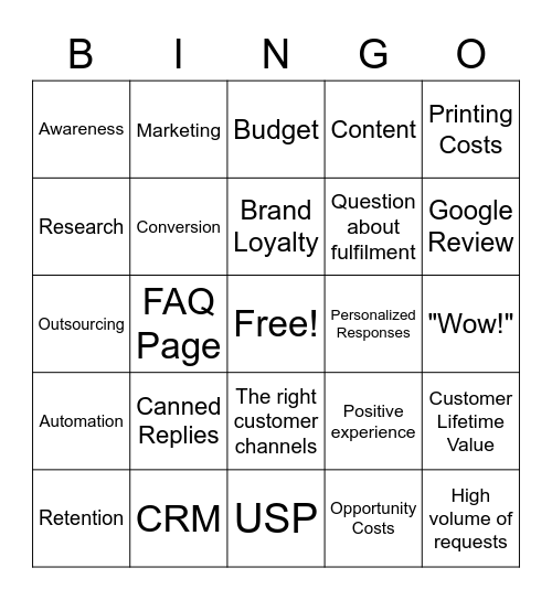 CRM Bingo Card