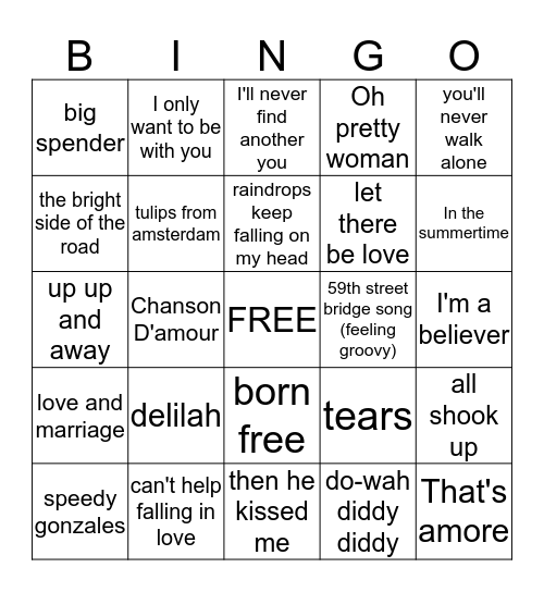 musical bingo 3  Bingo Card