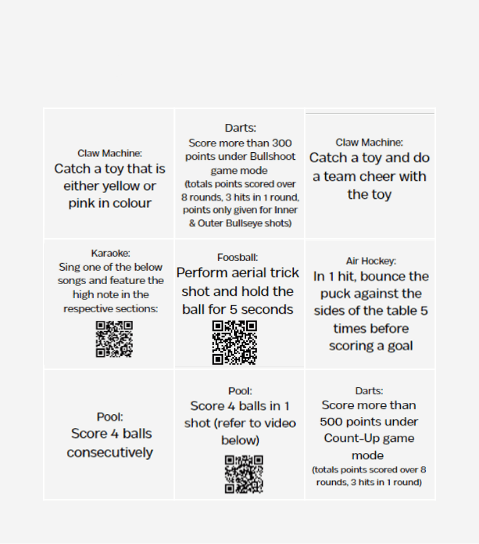 DMO Arcade Bingo Card