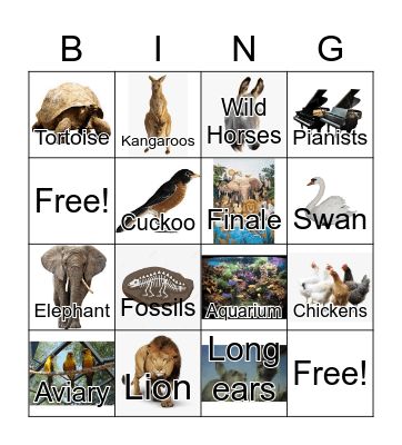 Carnival of the Animals Bingo Card