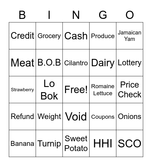 Cashier Bingo Card