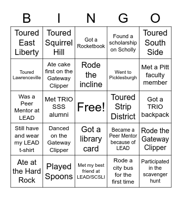 LEAD Reunion Bingo Card