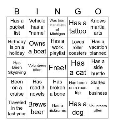 Icebreaker Bingo Card