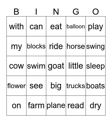 1~5 Bingo Card
