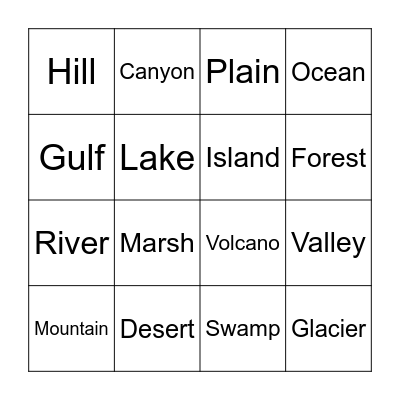 Landscape BINGO Card