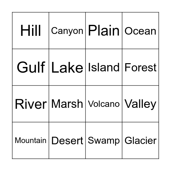 Landscape BINGO Card