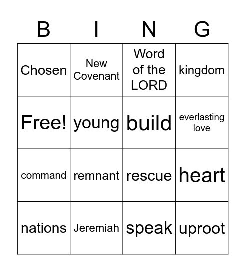 Jeremiah Bingo Card