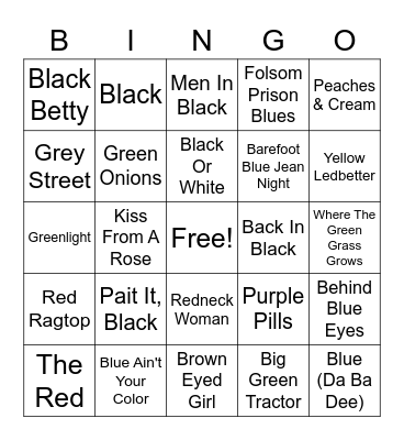 Color Coordination Bingo Card