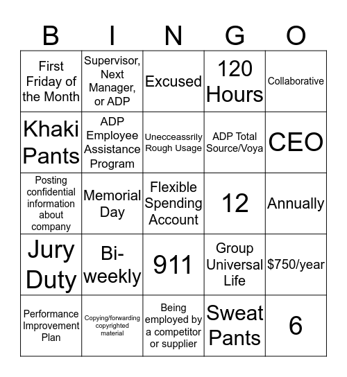 MFRMLS  HR Bingo Card