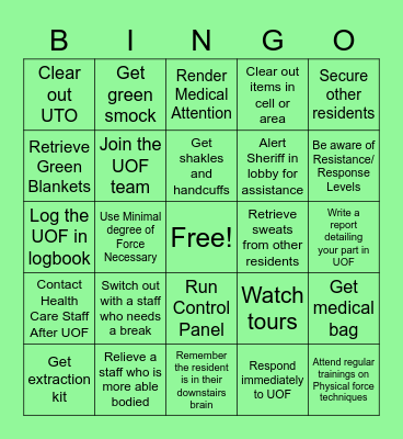 How to help in a Use of Force Bingo Card