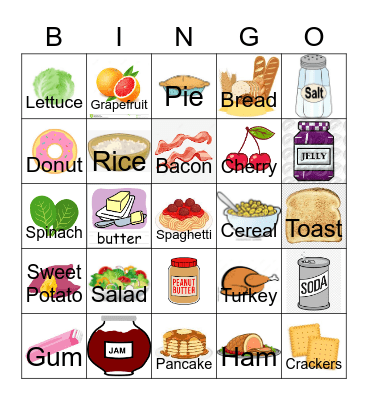 Mealtime Foods Bingo Card