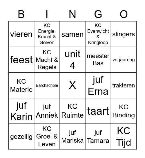 Juffendag Bingo Card