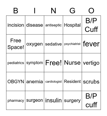 Healthcare Bingo Card