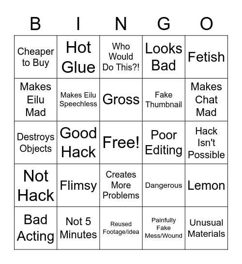 Life Hack Bingo (Eilu Edition) Bingo Card