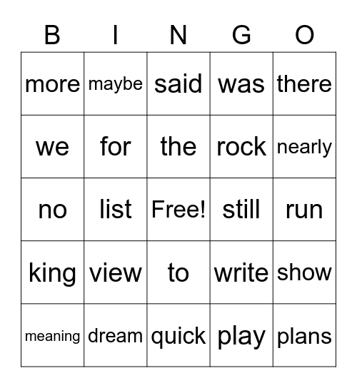 First Grade Bingo Card
