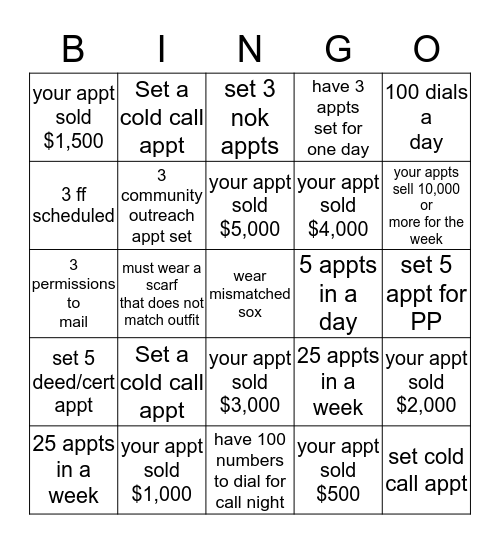 Telemarketer Bingo Card