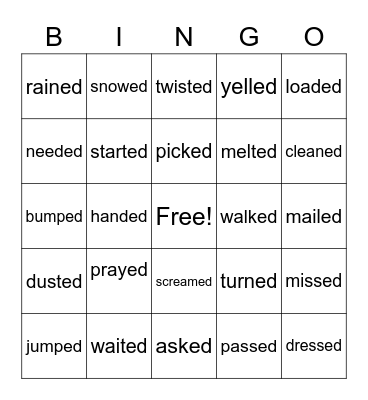 Three sounds of  -ed     46 Bingo Card