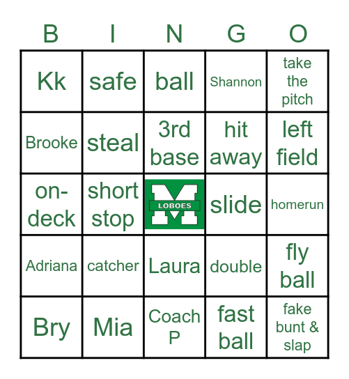 Lady Lobo Bingo Card