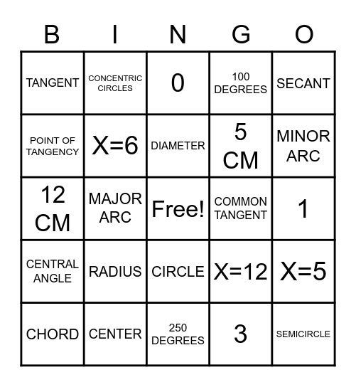 CIRCLE REVIEW (10.1-10.2) Bingo Card