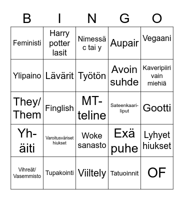 PMR red flagit Bingo Card