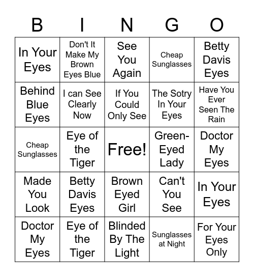 Vision Bingo Card