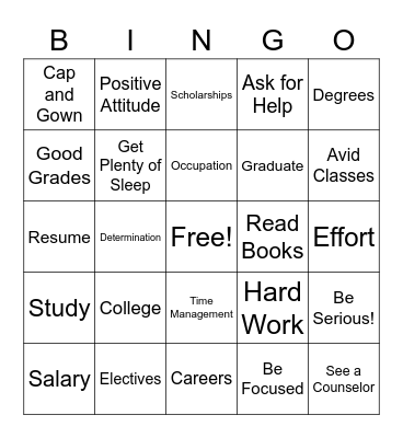 College and Career Bingo Card