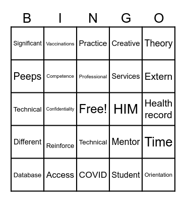 PPE Bingo Card