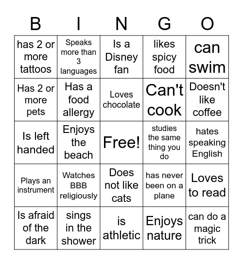 FIND SOMEONE WHO ... Bingo Card