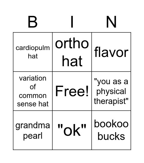 Neuro with ben Bingo Card