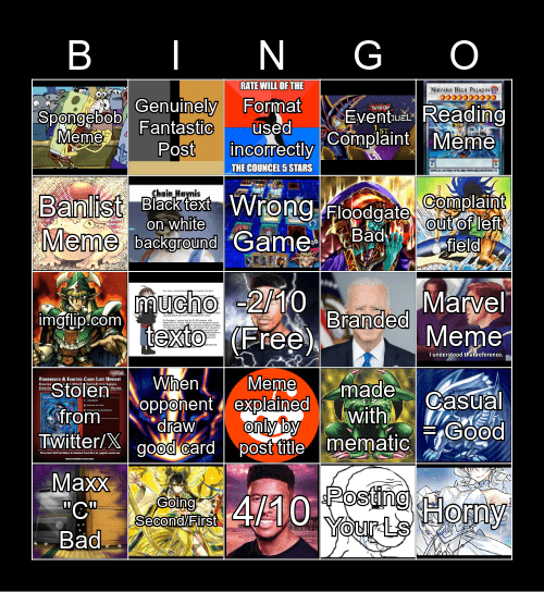 r/MasterDuel Memes Bingo Card