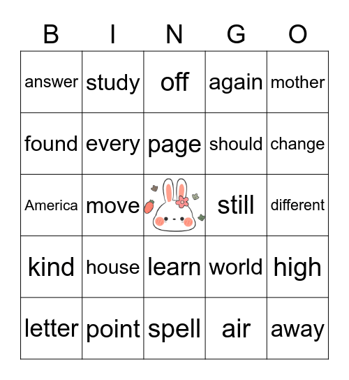 Most Common Words 17 Bingo Card