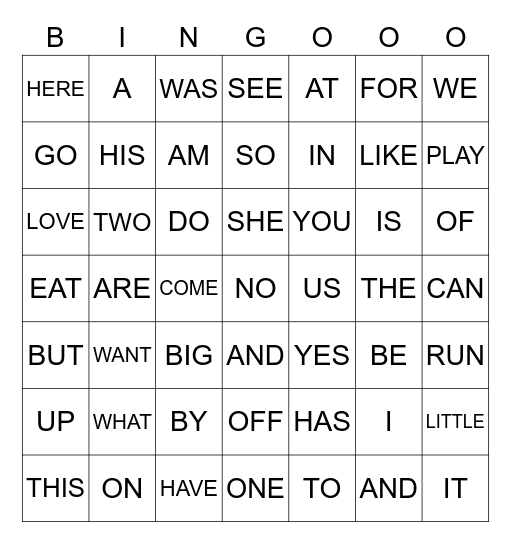 ABC SOUND BINGO Card