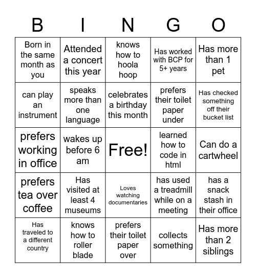 Name someone who Bingo Card