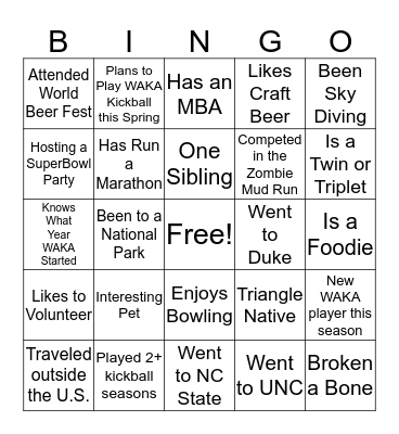 Bar Games Bingo Card