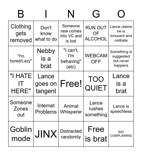 DRINKING BINGO Card