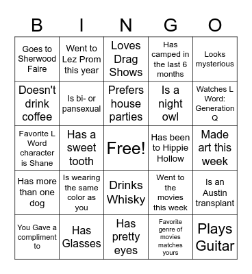 Find Someone Who Bingo Card