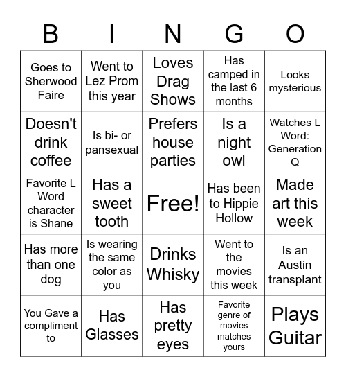 Find Someone Who Bingo Card