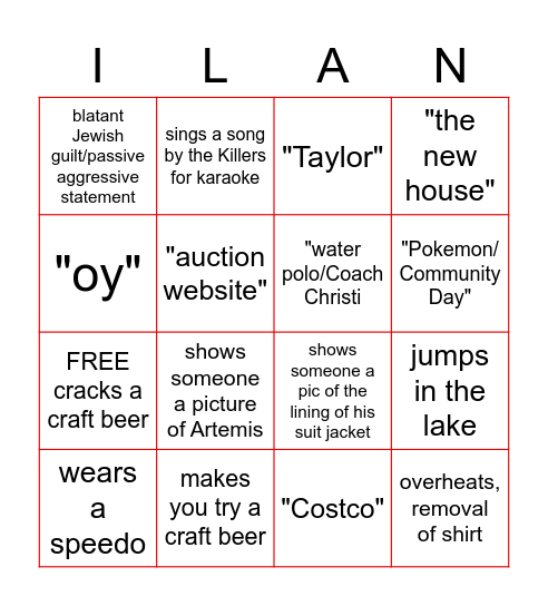 Bachelor Bingo Card