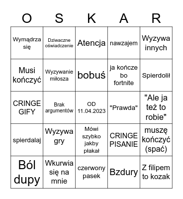 sraka oskara Bingo Card