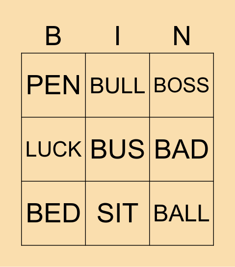 Minimal Pairs BINGO - vowel sounds Bingo Card